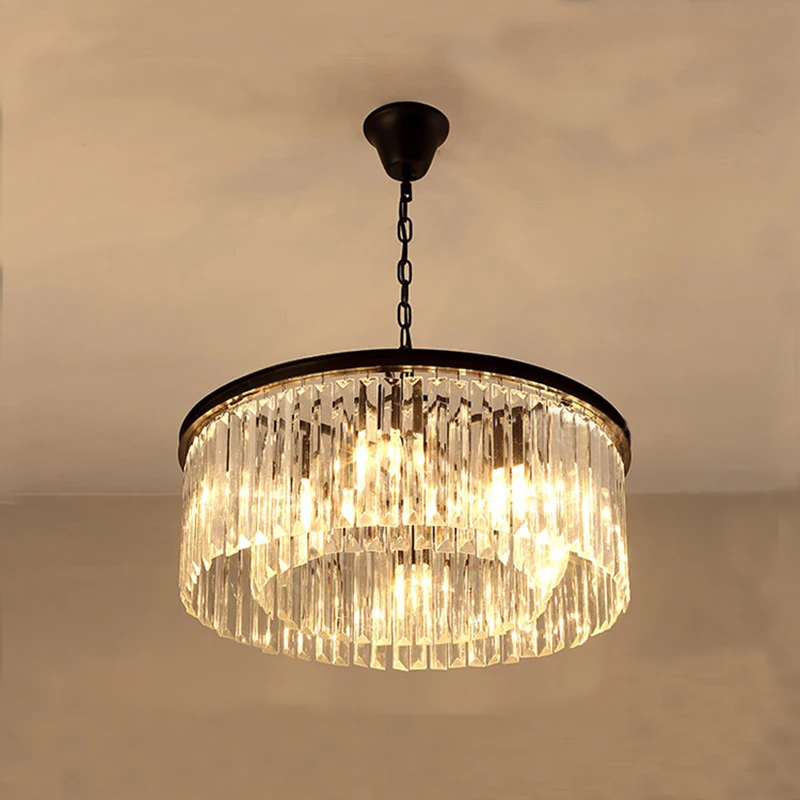 Pаспродажа Винтажные подвесные светильники в стиле лофт, индастриал, черная Подвесная лампа, освещение для лестницы, столовой, K9, светильник с хрусталь... Цена Винтажные подвесные светильники в стиле лофт, индастриал, черная Подвесная лампа, освещение для лестницы, столовой, K9, светильник с хрусталь...