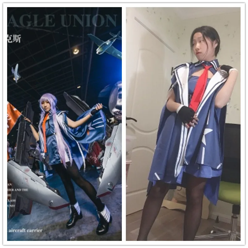 Azur Lane USS Essex Косплей Костюм голубое платье униформа костюмы для Хэллоуина женщины