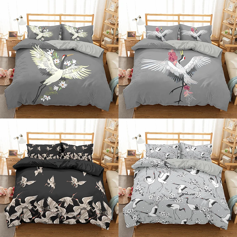 

3D Cartoon Crane Pattern Bedding Set 2/3pcs Bed Duvet Cover Pillowcases Comfortable Quilt Covers Sets