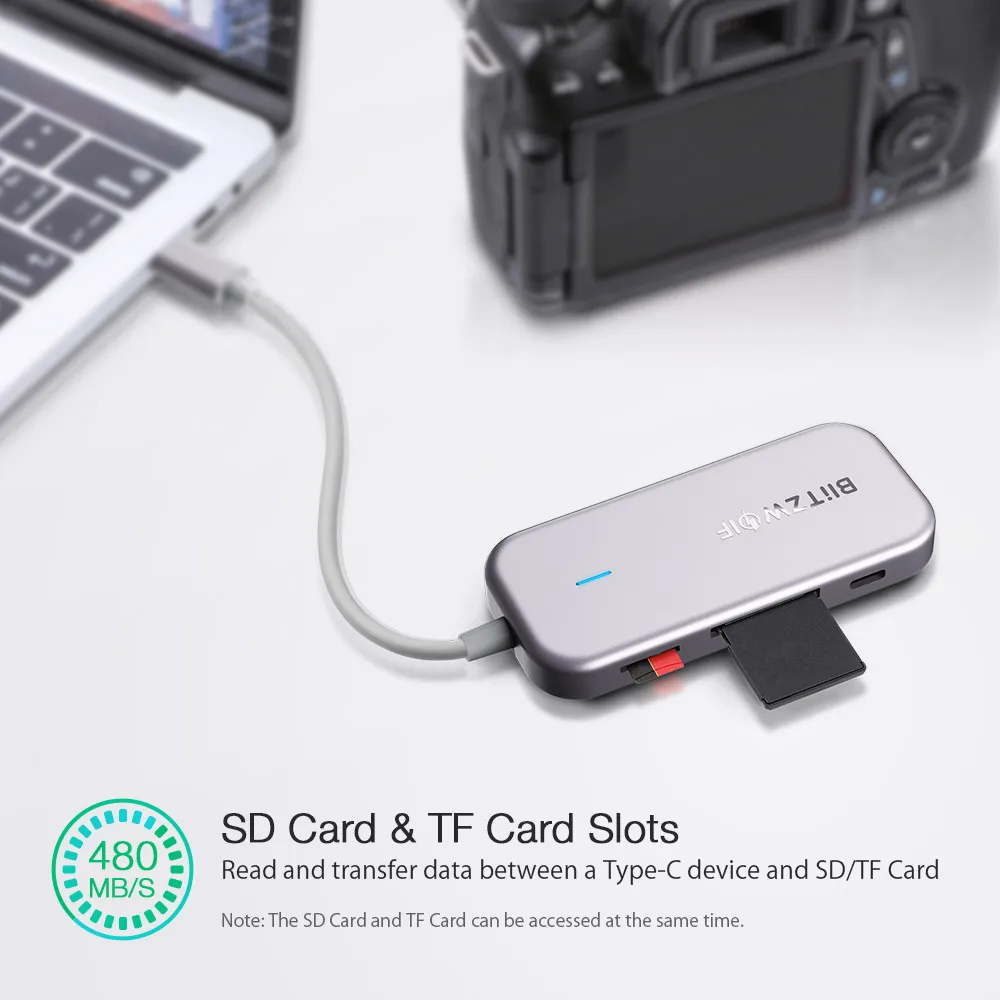 BlitzWolf BW-TH5 7 в 1 Тип usb type-C для передачи данных концентратор с доставкой в течение 3-Порты и разъёмы USB 3,0 TF Card Reader устройство чтения карт USB C зарядка PD 4K Дисплей для MacBook для iPad