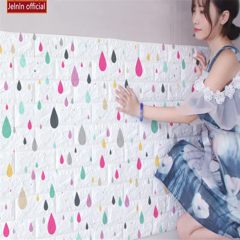 Самоклеящиеся обои 3d настенные наклейки в спальню с цветными дождевыми каплями