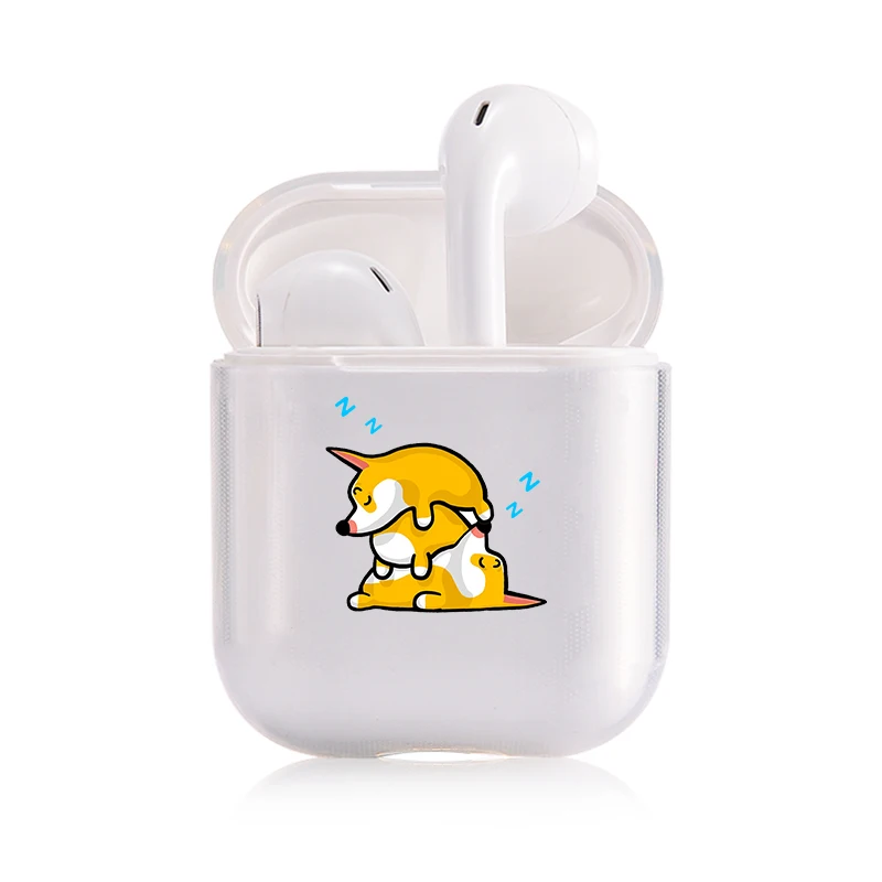 Жесткий прозрачный чехол для наушников Apple airpods 1 чехол Роскошные домашние животные собака корги прозрачный Air Pods чехол для Airpods 2 защитный чехол