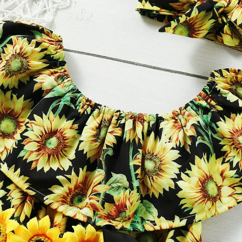 

Newborn Baby Girl 2PCS Summer Clothes Sunflower Romper Jumpsuit Bodysuit Outfits