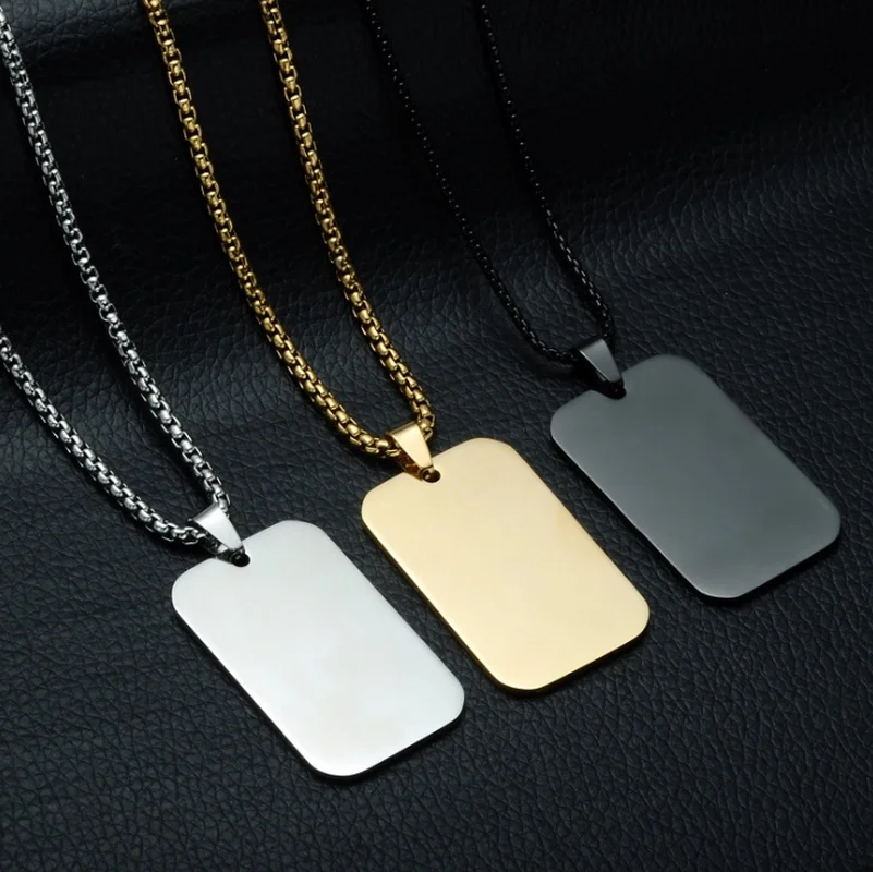 Classic Simple Hot Selling Military Brand Metal Pendant Glossy Plate Listing Dog Tag Men's Retro Necklace Accessories