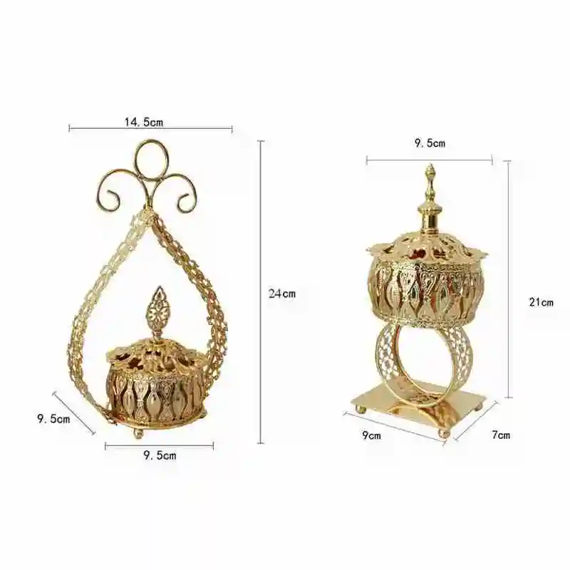 

Small Electroplate Golden Metal Incense Burners Portable Porcelain Censer Buddhism Incense Holder Home Tea House Yoga Studio