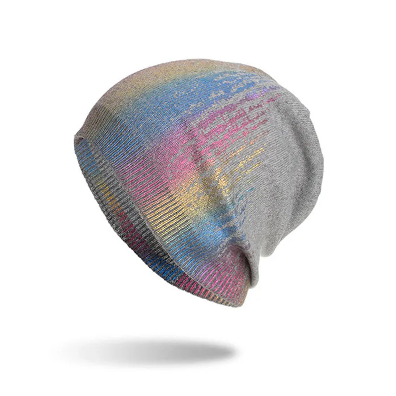Новая зимняя шапка женская вязаная с цветным принтом кролика эластичным ворсом