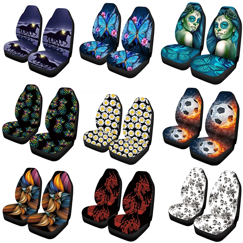 

AIMAAoTwo (integrated) Car Seat Covers Custom Printed Universal Front Cover Protector Accessories Cushion Set