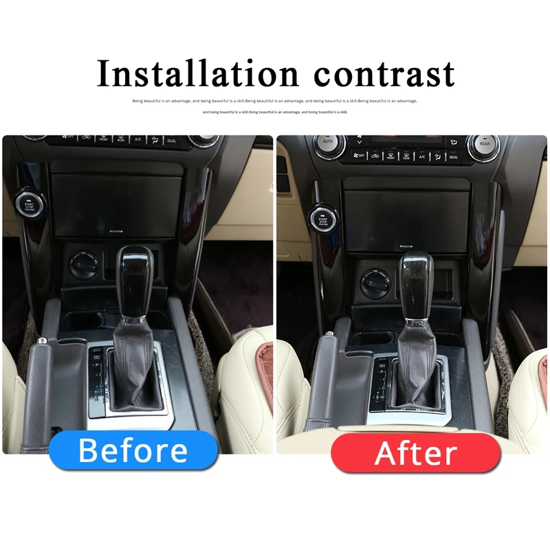 

For Toyota Land Cruiser Prado FJ150 150 AT 2010-2017 Black Wood Grain ABS Gear Shift Knob Cover Trim