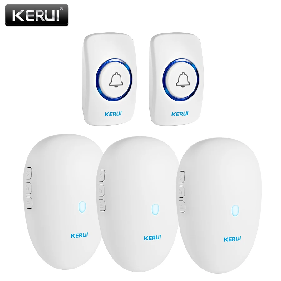 Kit6 Doorbell Kit Беспроводной дверной звонок KERUI 57, водонепроницаемый, пульт дистанционного управления 300 м, ЕС, Великобритания, США, домашнее кольцо, умный дверной звонок, простая установка - Цвет: Kit6 Doorbell Kit