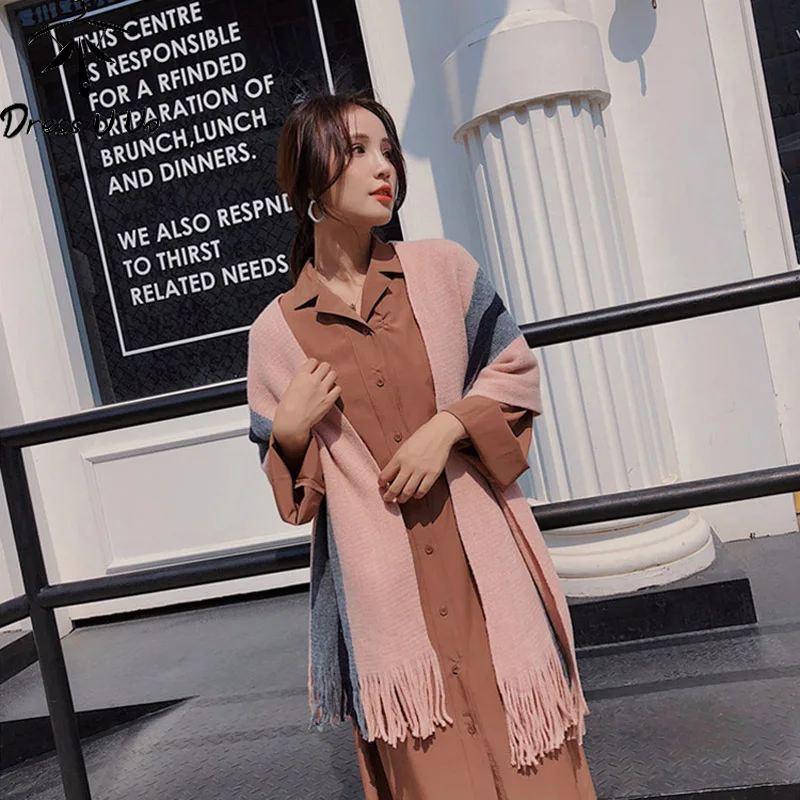 DRESSUUP брендовый дизайн женский шарф мягкий теплый шарф зимняя шаль мода cachecol плотные длинные женские шарфы