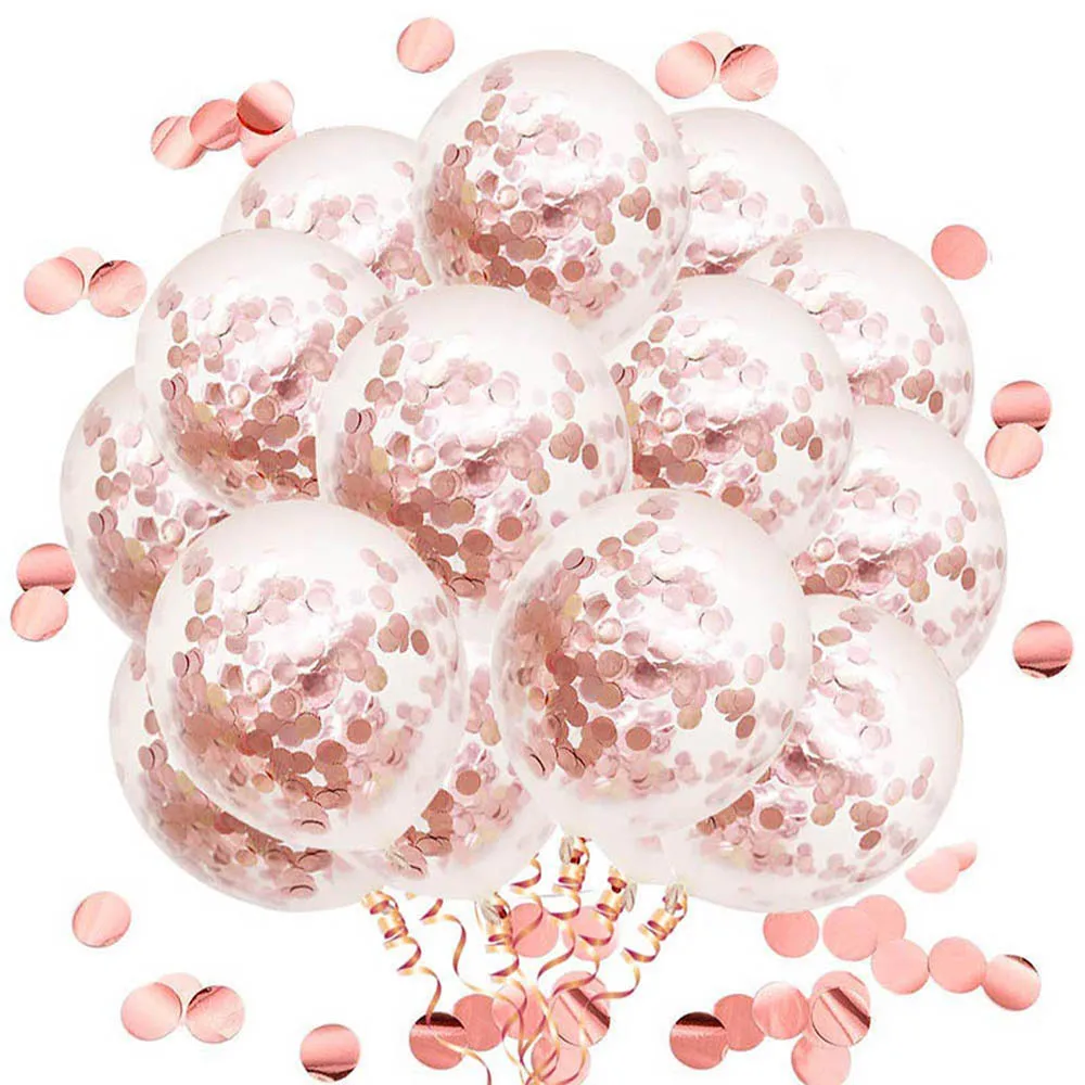 

50pcs 12inch Rose Gold Confetti Latex Balloons Party Balloons for Bridal Shower Wedding Engagement Birthday Decoration