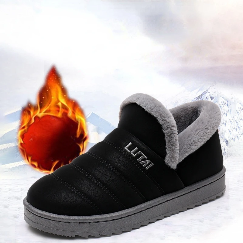 

Winter Men's Plush Breathable Cotton Shoes Warm Shoes Antiskid Wear-resistant Rubber Shoes Large Size Snow Shoes for Dad