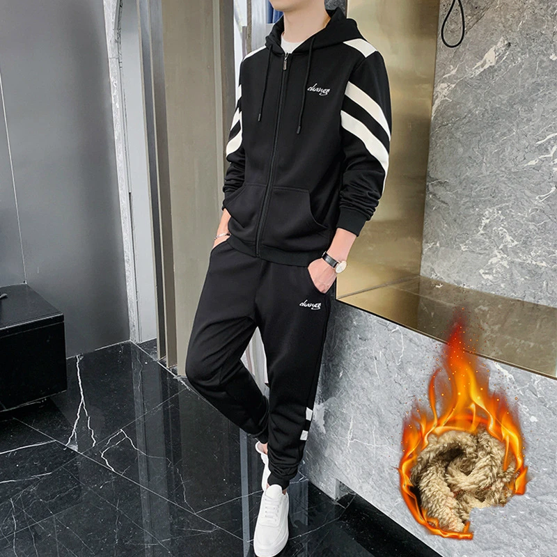 

Big Size Sportswear Tracksuits Men Sets Oversized Hoodies Jogger Set Fleece Sweatshirt Zipper Jacket Pants Male Warm Sweatsuits