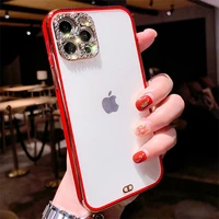 luxury diamonds lens protection phone case transparent girls phone cover for apple for iphone78plus xxrxs xsmax 1112 pro max