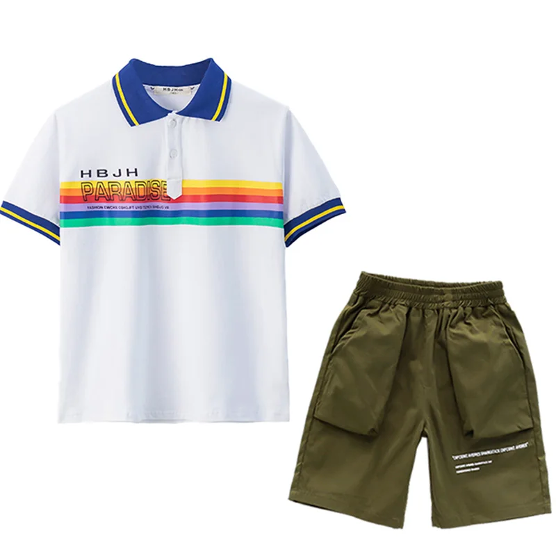 

Boys Hip Hop Tide Clothes Summer Rainbow Print Shirt Children Loose Street Dancing Costumes Girls Jazz Performance Wear DN6313