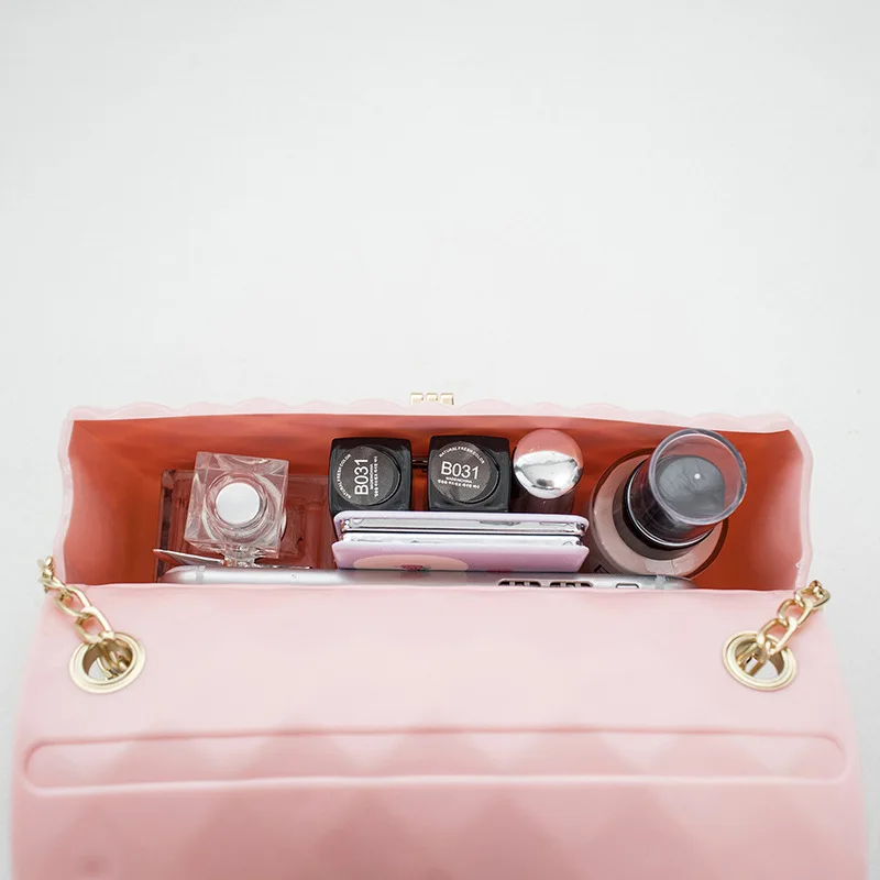 

2021 Summer Women Small Messenger Bag Casual PVC Chain Flap Square Handbag Mini Jelly Clutch Purse Girls Shoulder Crossbody Bags
