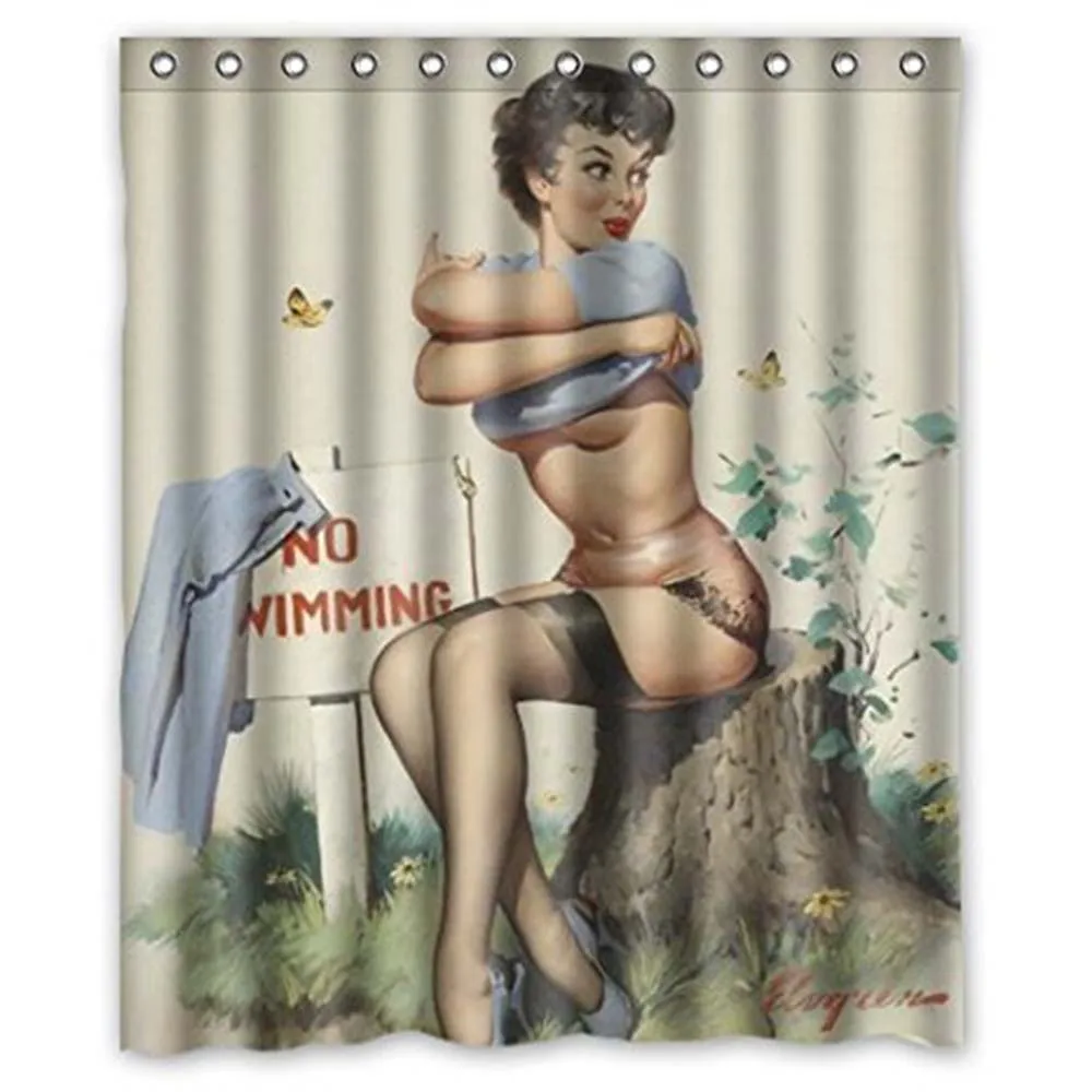 Персонализированная занавеска для душа Pin-up Girl s водонепроницаемая из полиэстера