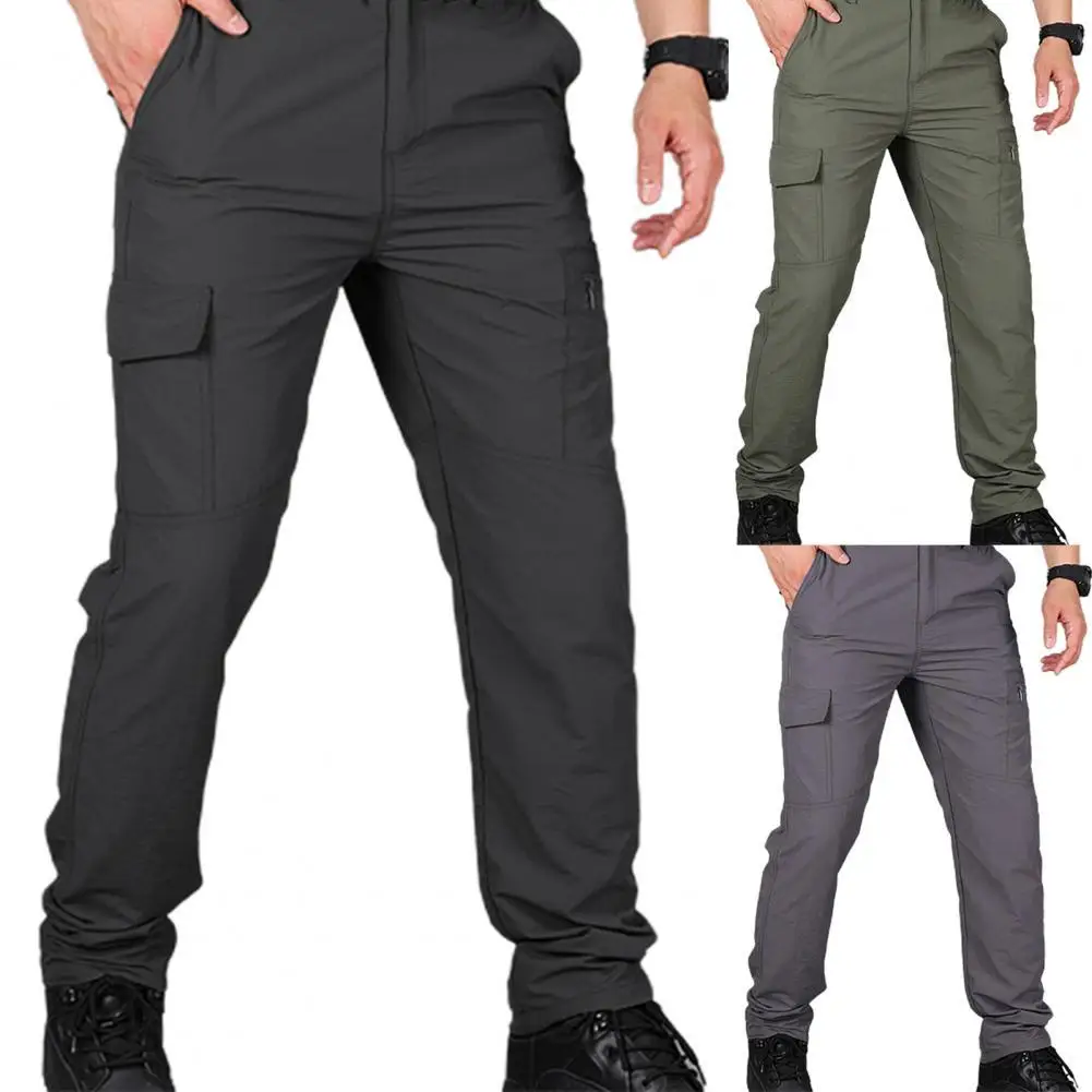 

Брюки мужские быстросохнущие, штаны-карго с несколькими карманами, дышащие, с эластичным поясом, для кемпинга, рабочая одежда