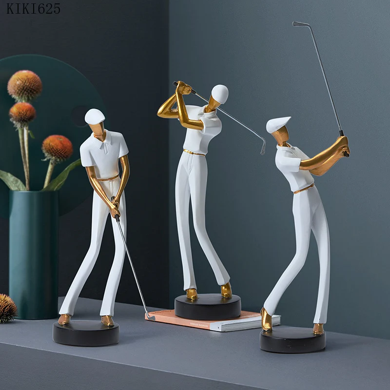 

Creative White Resin Golf Character Sculpture Crafts Decoration Abstract Character Portrait Statue Figurine Gift Home Decoration