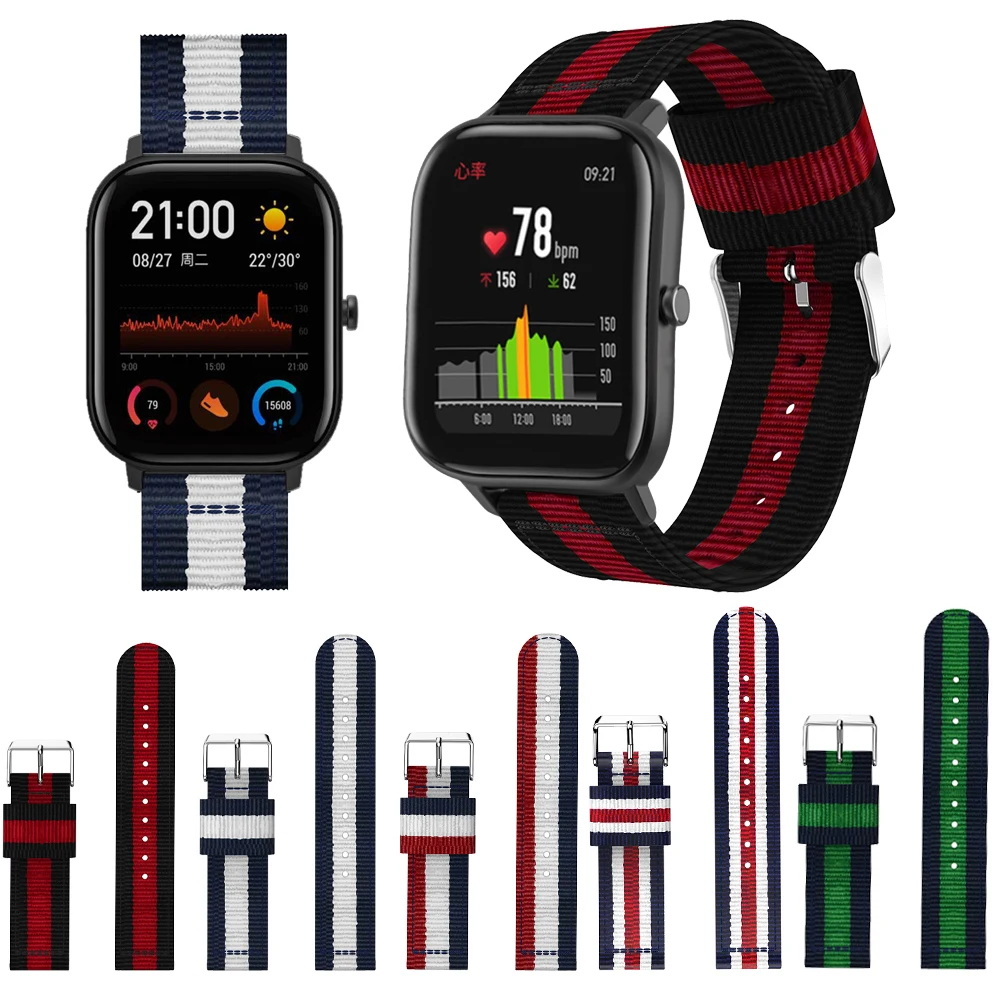 Нейлоновый ремешок для часов Xiaomi Huami Amazfit Bip Lite Youth/GTR 42 мм/GTS Smart Watch 20 мм