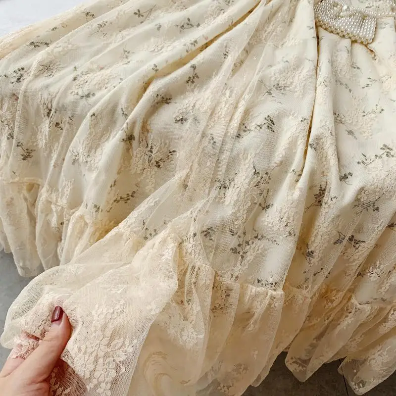 

Summer Fairy Dress Women French Style Vintage Retro Chiffon Dress Puff Sleeve Casual Elegant Floral Print Dress Women 2021 New