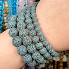 6-12 мм с тусклой полировкой, натуральный зеленый вулканической из лавового камня каменные бусины с большим отверстием матовые бусины для самостоятельного изготовления ювелирных изделий Аксессуары 15