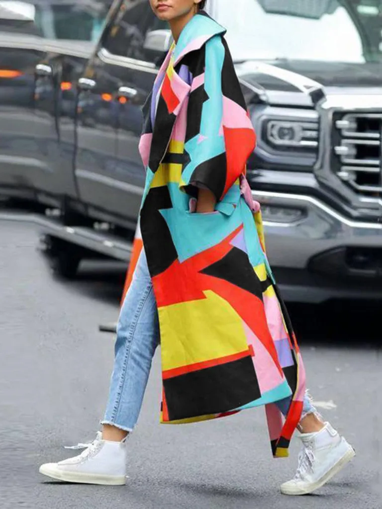 Новый костюм-кардиган женский длинный рукав с принтом открытая передняя Куртка