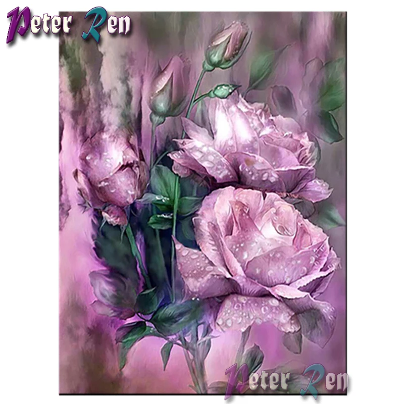 

5d Diamond Painting Purple pink rose flower full Square\Round Rhinestone Diamond Embroidery Mosaic picture art home decoration