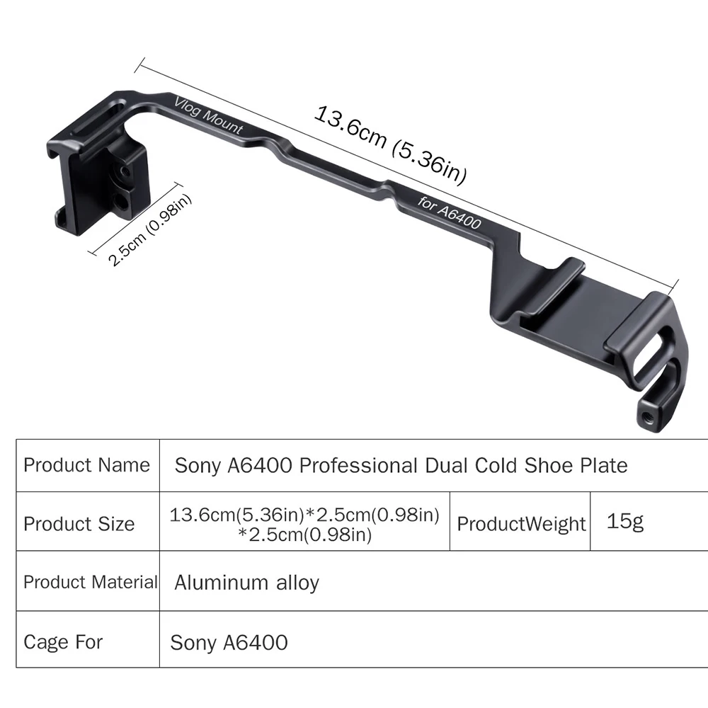 UURig двойной Холодный башмак пластина для sony A6400 кронштейн двойной накладной внешний микрофон светодиодный свет для студийной видеосъемки аксессуары