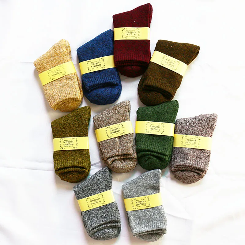 10-color combination Зимние новые мужские хлопковые толстые теплые шерстяные носки Harajuku ретро Высокое качество сплошной цвет мягкие мужские повседневные носки 10 пар - Цвет: 10-color combination