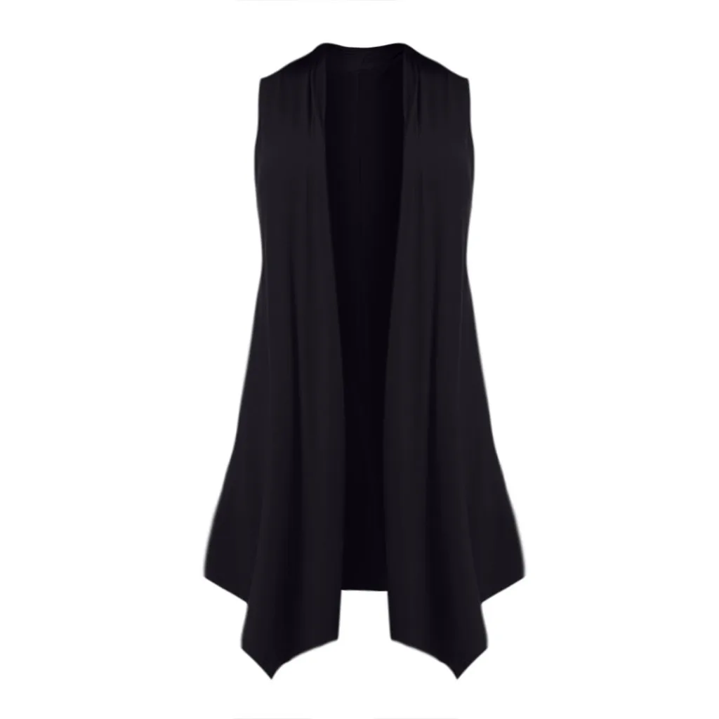 

Women's Sleeveless Draped Open Front Cardigan Vest Asymmetric Hem Blouse Tops Offshore Halteres Relaxed Baddie Clothes Omighty