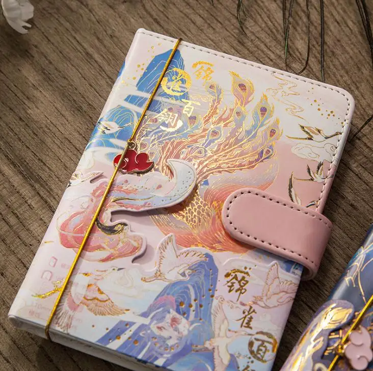 

Tradition Chinese Fashion Fantasy Lucky Birds Diary 196P Lined+Blank Paper Book Creative Floral Notebook 13*18cm Free Shipping