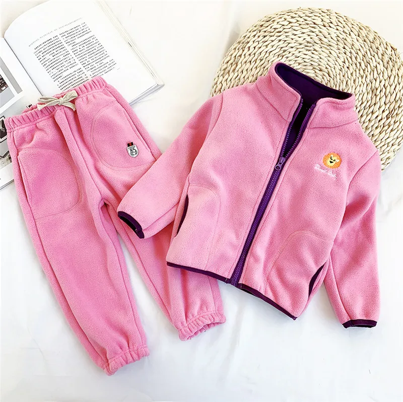 Pink Детская одежда Одежда на четыре сезона спортивный комплект из двух предметов для малышей, Детский свитер с длинными рукавами+ штаны для детей 1-8 лет - Цвет: Pink