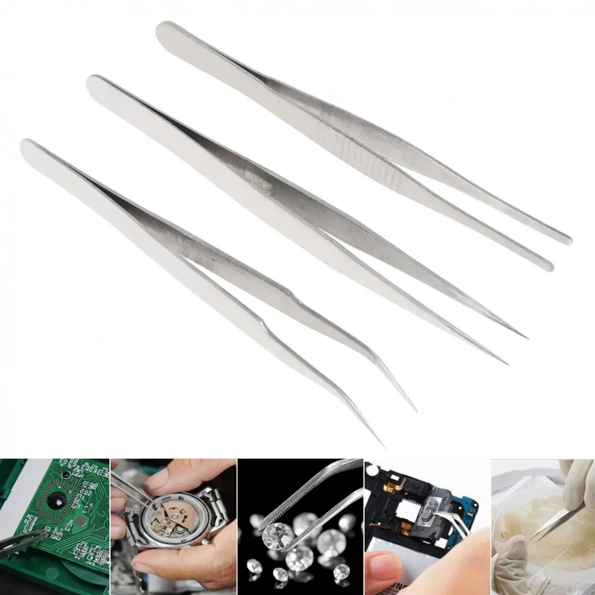 Пинцет из нержавеющей стали 3 шт./компл. 1 2 мм|Промышленные пинцеты| |