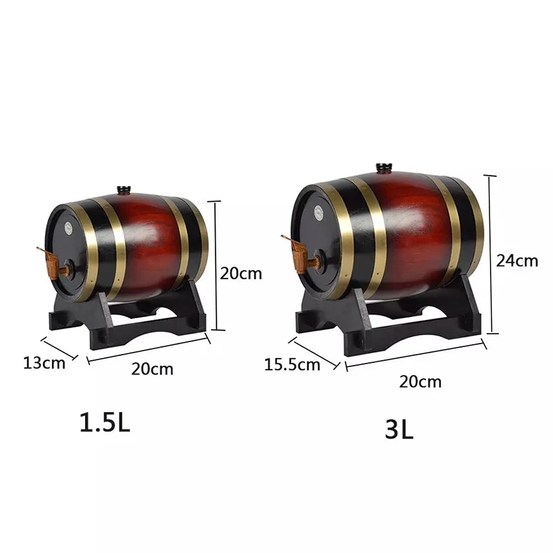 

Oak Pine Wine Barrel Storage Special Barrel 1.5L 3L Storage Bucket Beer Casks For Beer Whiskey Rum Port Characteristics Bar Tool
