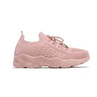 Кроссовки женские сетчатые на шнуровке, Повседневная Удобная спортивная обувь на танкетке, массивные, Вулканизированная подошва