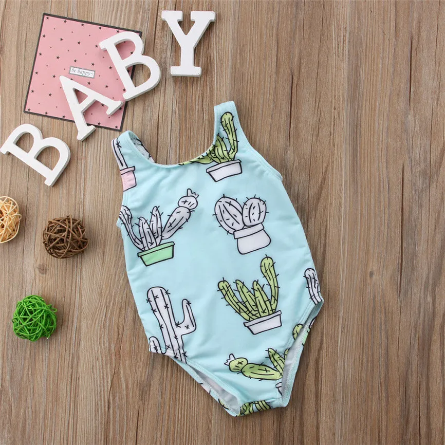 Детский купальник для бассейна цельный купальный костюм с принтом кактуса