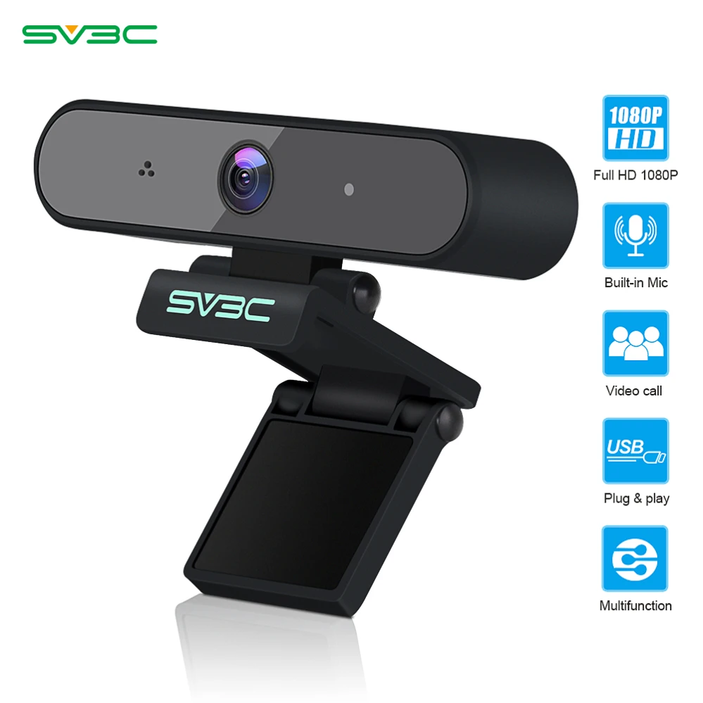 Webcam Full HD 1080P para ordenador, cámara Web con micrófono, enchufe USB,...