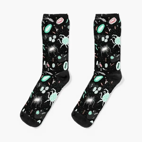 

Microbiology Crew Socks Breathable Funny Pattern Best Mens Ladies Short Autumn Black Women Winter Cotton Unisex Cartoon