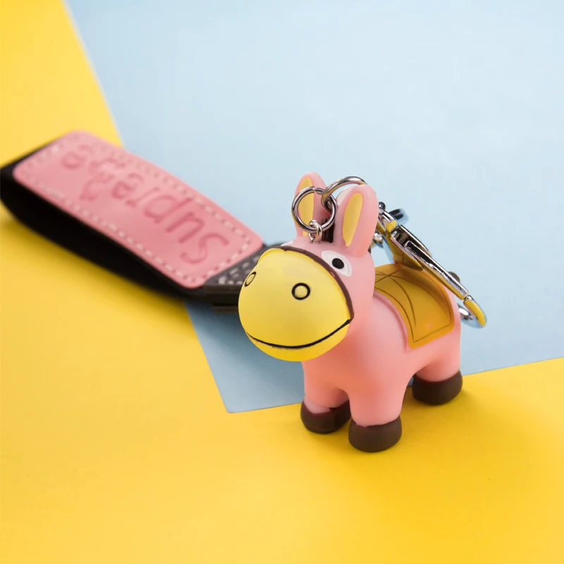 Горячая полимерный Ослик металический брелок для ключей с коричневый серый