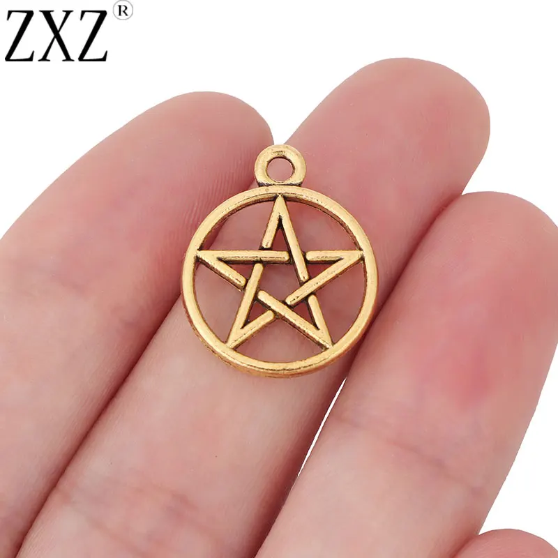ZXZ 20 шт. антикварный золотой тон пентаграмма Pentacle кулон Подвеска со звездой для