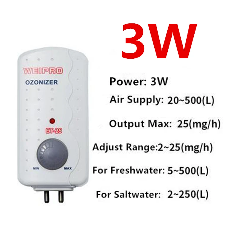 220V Регулируемый воздушный генератор озона для аквариума Аквариум Озонатор, озоновый стерилизатор стерилизации используется с воздушным насосом или Флотатор - Цвет: ET25-3W