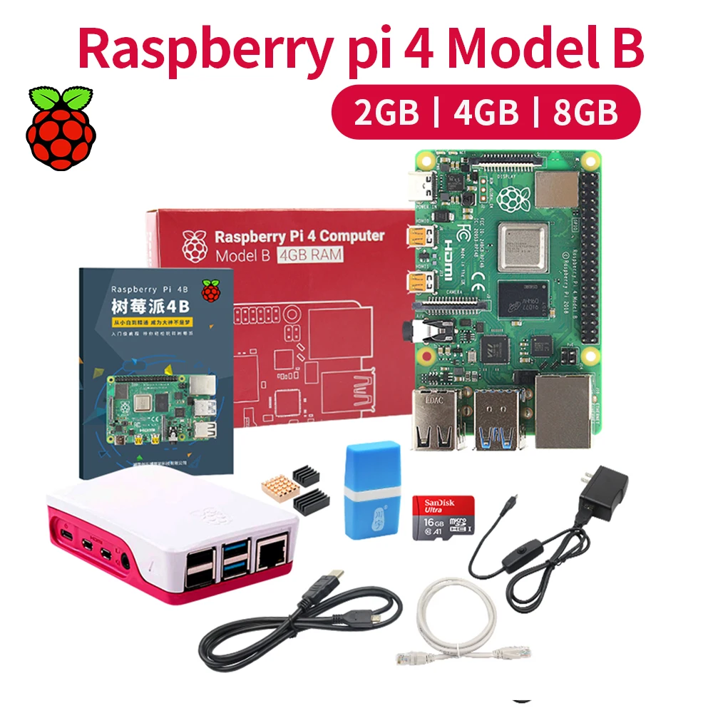 Raspberry Pi 4 kit 2 ГБ 8 ОЗУ + камера 5 Мп акриловый ящик блок питания карта радиатор для type