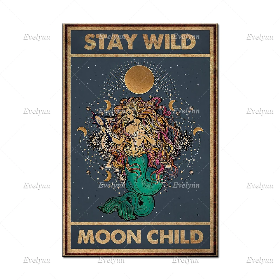 Детский плакат Stay Wild Moon холст для девочек винтажный лунное искусство настенное с