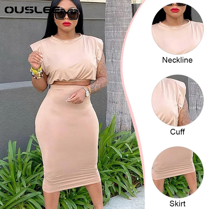 OUSLEE летний женский комплект из 2 предметов юбка модная уличная одежда кроп топ