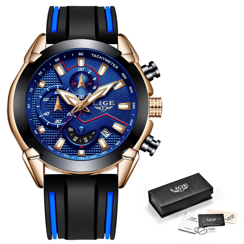 Новые мужские часы LIGE уникальный модный дизайн циферблат кварцевые наручные с