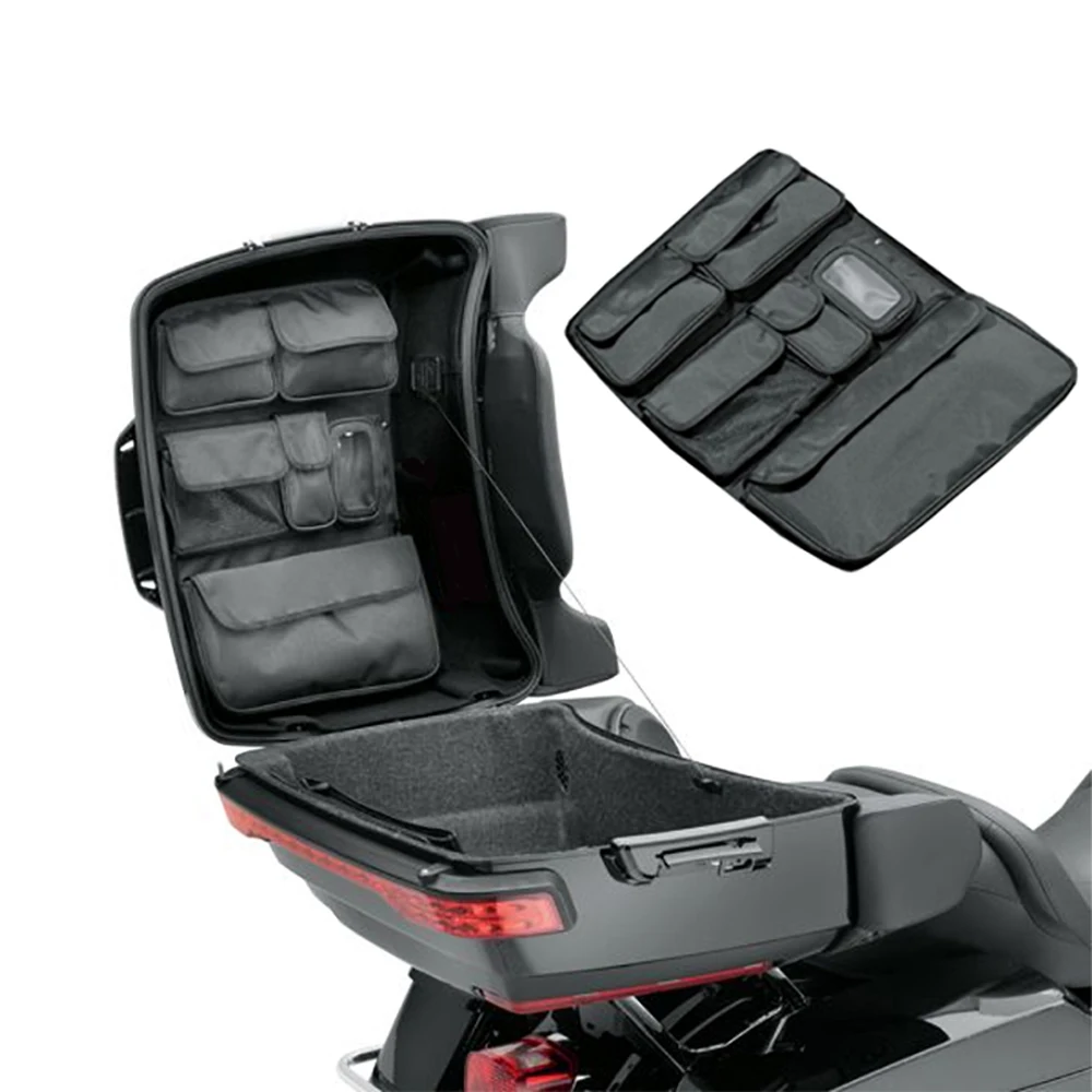 Moto Tour-pack coperchio fodera regolata tasca portaoggetti Organizer borse per sella borse per Harley Touring Street Glide Road King FLH