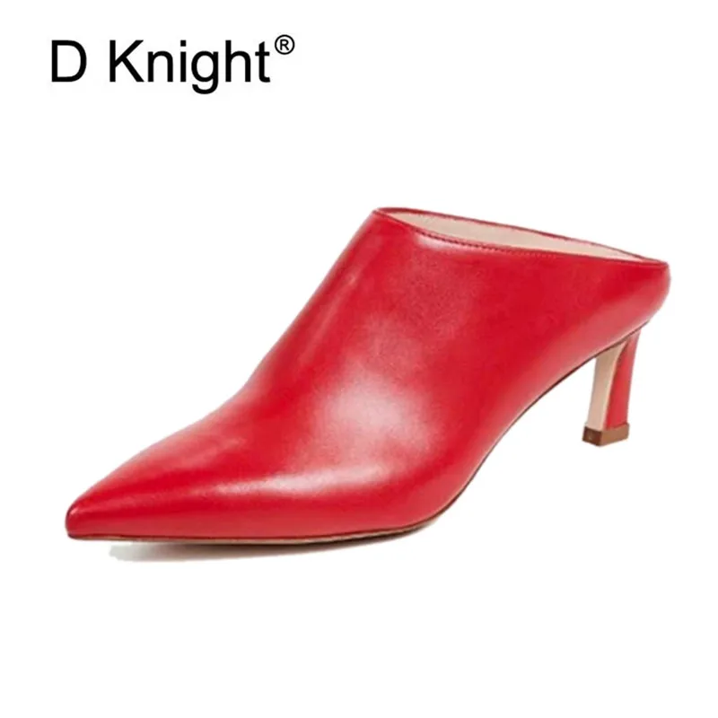 Шлепанцы женские на высоком каблуке элегантные туфли без задника заостренный