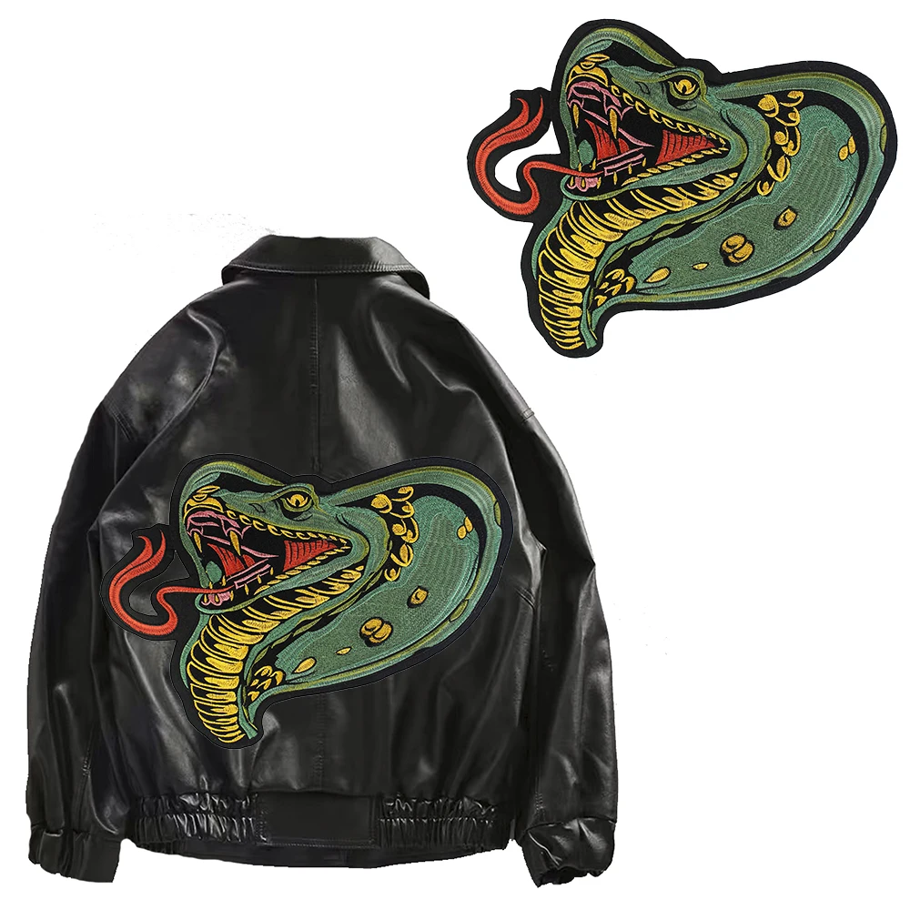 Большая змеиная нашивка в стиле панк рок байкерские вышитые нашивки с помощью