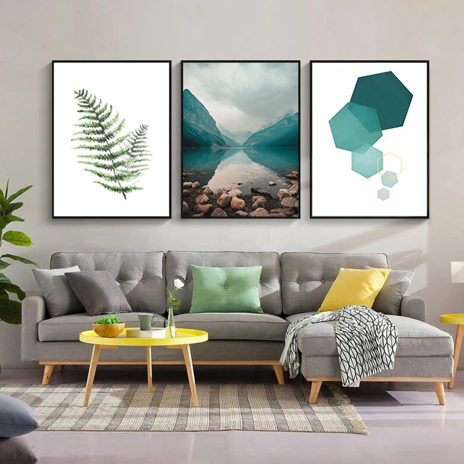 Abstract Landscape Geometry Canvas Paintings Modern Nordic Style Scandinavian Wall Art Poster Picture for Living Room Home Decor